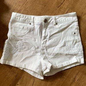 White denim shorts